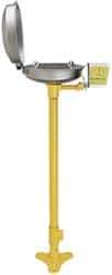 Bradley - Pedestal Mount, Stainless Steel Bowl, Eyewash Station - 1/2" Inlet, 30 psi Flow, 0.4 GPM Flow Rate - Makers Industrial Supply