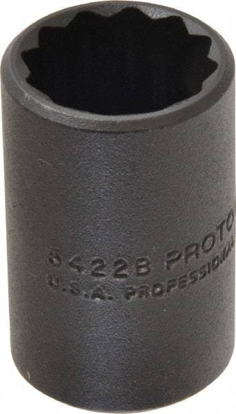 Proto - 11/16", 1/2" Drive, Standard Hand Socket - 12 Points, 1-1/2" OAL, Alloy Steel, Black Finish - Makers Industrial Supply