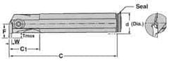 Iscar - TGI, Internal, Right Hand, 0.72" Max Depth of Cut, 0.236 to 1/4" Groove Width, Indexable Grooving Tool Holder - TGMF Insert Compatibility, 1-1/2" Shank Width, 11.8" OAL, Through Coolant - Makers Industrial Supply