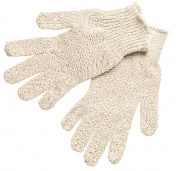 MCR Safety - Size L (9) Cotton General Protection Work Gloves - For General Purpose, Uncoated, Knit Wrist Cuff, Full Fingered, Natural White, Paired - Makers Industrial Supply