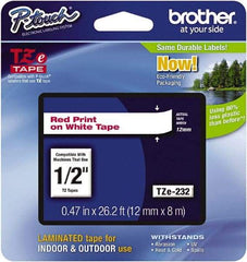 Brother - 1/2" Wide x 314.4" Long, White Plastic/Paper Tape Cassette - For Label Maker - Makers Industrial Supply