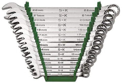 SK - 15 Piece, 1/4 to 1", Combination Wrench Set - Inch System of Measurement, Chrome Finish, Comes in Rack - Makers Industrial Supply