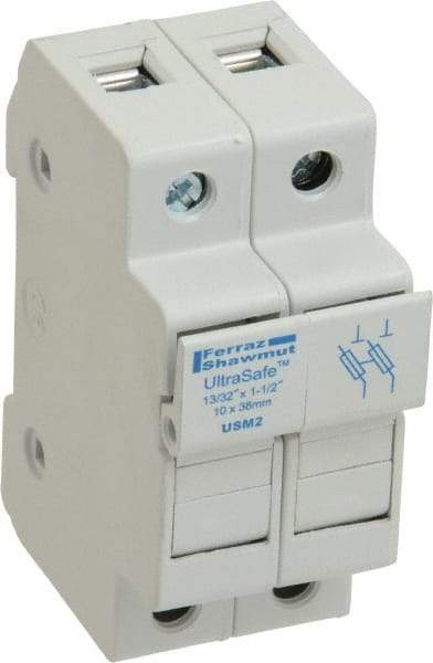 Ferraz Shawmut - 2 Pole, 1000 VDC and 800 VAC, 30 Amp, DIN Rail Mount Fuse Holder - Compatible with CC Class, 1-1/2 Inch Long x 1.38 Inch Wide and 13/32 Inch Diameter Fuse - Makers Industrial Supply