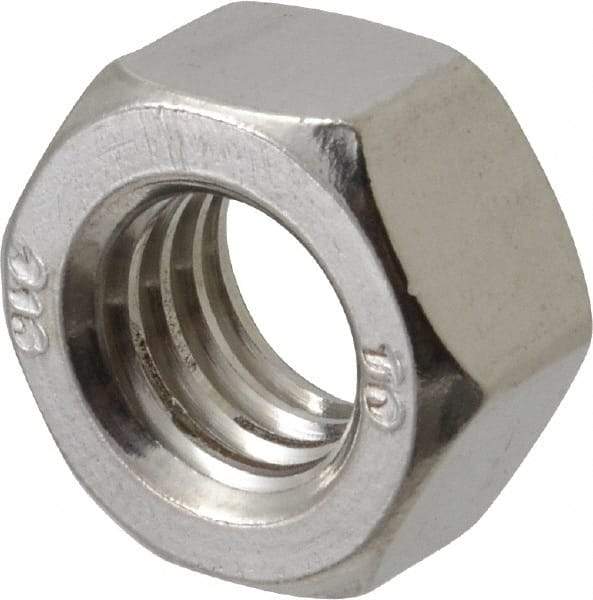 Value Collection - 7/16-14 UNC Stainless Steel Right Hand Hex Nut - 11/16" Across Flats, 3/8" High, Uncoated - Makers Industrial Supply