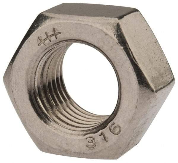 Value Collection - 7/16-20 UNF Stainless Steel Right Hand Hex Nut - 11/16" Across Flats, 3/8" High, Uncoated - Makers Industrial Supply