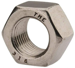 Value Collection - 1/2-20 UNF Stainless Steel Right Hand Hex Nut - 3/4" Across Flats, 7/16" High, Uncoated - Makers Industrial Supply