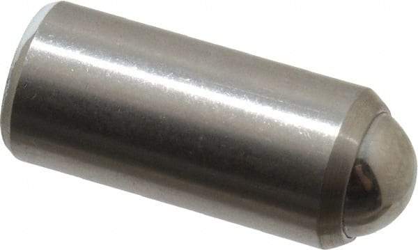 Gibraltar - 11/16" Body Length x 5/16" Body Diam, 2 Lb Init to 5 Lb Final End Force, Stainless Steel Press Fit Ball Plunger - 1/4" Ball Diam, 0.09" Max Ball Reach, +0.0010; +0.0020" Tolerance - Makers Industrial Supply