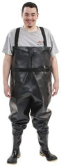 Dunlop Protective Footwear - Men's Size 12 Medium Width Steel Wader - Black, PVC Upper, 56-3/5" High, Cold Protection, Non-Slip, Waterproof - Makers Industrial Supply