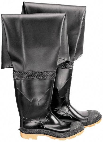 Dunlop Protective Footwear - Men's Size 7 Medium Width Steel Wader - Black, PVC Upper, 35" High, Cold Protection, Non-Slip, Waterproof - Makers Industrial Supply