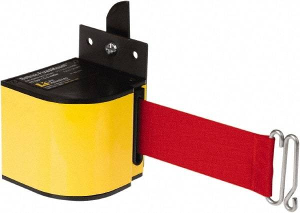 Lavi Industries - 3-1/2" High x 3-1/4" Long x 3-1/4" Wide Retractable Barrier Belt - Aluminum, Powdercoat Finish, Yellow, Use with Upright - Makers Industrial Supply