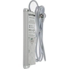 Leviton - 4 Outlets, 125 VAC15 Amps, 15' Cord, Surge Power Outlet Strip - Wall/Surface Mount, 5-20 NEMA Configuration, 1' Strip, UL 60601-1 - Makers Industrial Supply