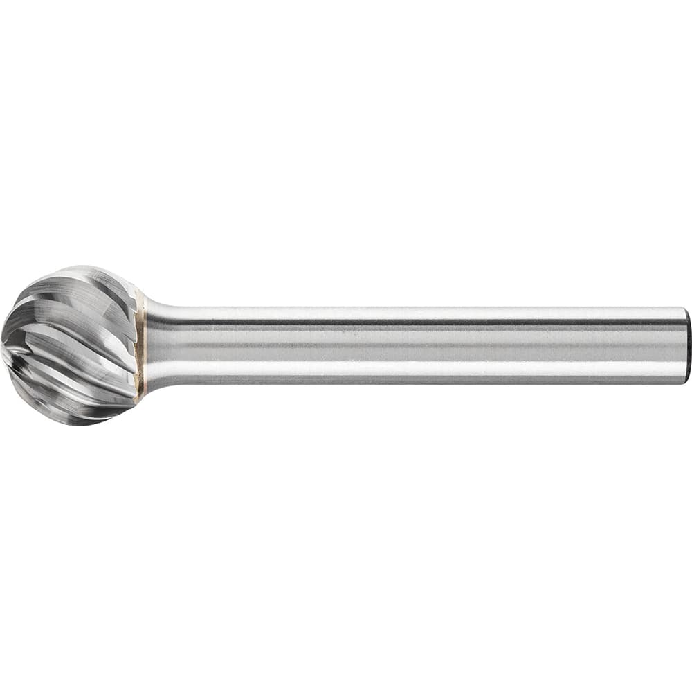 PFERD - SD-5, 1/2" Cut Diam, 1/4" Shank Diam, Carbide Inox Cut Ball Burr - Exact Industrial Supply