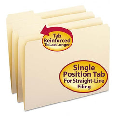 SMEAD - File Folders, Expansion Folders & Hanging Files Folder/File Type: File Folders with Top Tab Fastener Color: Manila - Makers Industrial Supply