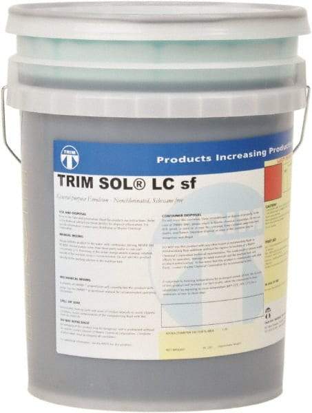 Master Fluid Solutions - Trim SOL LC sf, 5 Gal Pail Cutting & Grinding Fluid - Water Soluble, For Cutting, Grinding - Makers Industrial Supply