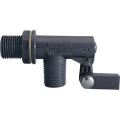 Control Devices - 1/2" Pipe, PVC, Angle Pattern-Single Seat, Mechanical Float Valve - 100 psi, MNPT End Connections - Makers Industrial Supply