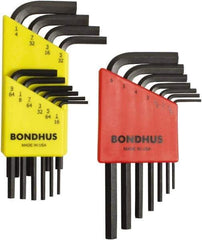 Bondhus - 17 Piece L-Key Hex Key Set - Hex Range 1/16 to 1/4", Protanium High Torque Steel - Makers Industrial Supply