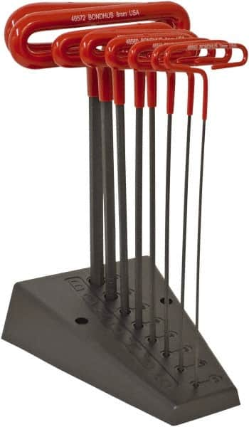 Bondhus - 8 Piece T-Handle Cushion Grip Hex Key Set - Hex Range 2 to 10mm, Protanium High Torque Steel - Makers Industrial Supply