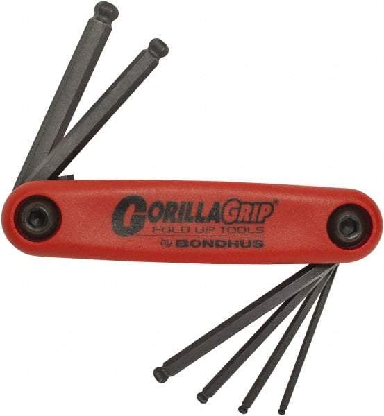 Bondhus - 6 Piece Fold-Up Hex Key Set - Hex Range 2 to 6mm, Protanium High Torque Steel - Makers Industrial Supply