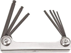 Bondhus - 7 Piece Fold-Up Ball End Hex Key Set - Hex Range 1/16 to 5/32", Protanium High Torque Steel - Makers Industrial Supply