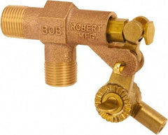 Control Devices - 3/8" Pipe, Brass, Angle Pattern-Single Seat, Mechanical Float Valve - 125 psi, MIP End Connections - Makers Industrial Supply