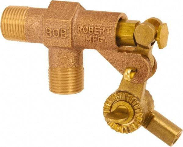 Control Devices - 3/4" Pipe, Brass, Angle Pattern-Single Seat, Mechanical Float Valve - 100 psi, MIP End Connections - Makers Industrial Supply