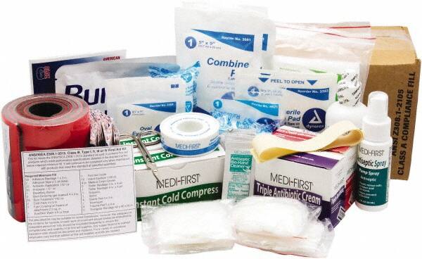 Medique - 175 Piece, 75 Person, Refill for Industrial First Aid Kit - Plastic Bag - Makers Industrial Supply