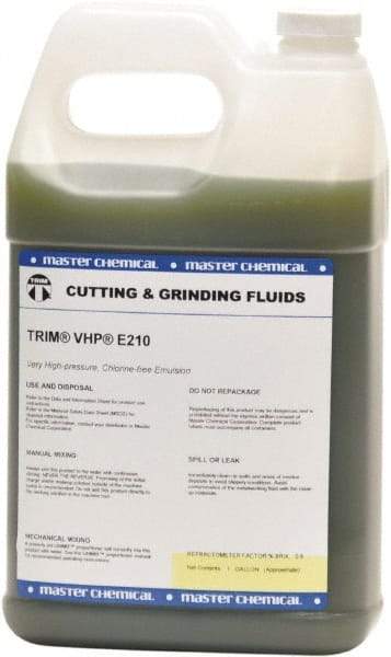 Master Fluid Solutions - Trim VHP E210, 1 Gal Bottle Emulsion Fluid - Water Soluble, For Cutting, Drilling, Sawing, Grinding - Makers Industrial Supply