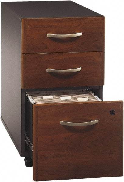 Bush Business Furniture - 15-3/4" Wide x 27.88" High x 20-1/4" Deep, 3 Drawer Pedestal - Laminate Over Wood, Hansen Cherry & Galaxy - Makers Industrial Supply