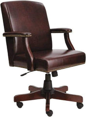 ALERA - 36-5/8 to 42-7/8" High Mid Back Chair - 26" Wide x 28" Deep, Vinyl Seat, Mahogany - Makers Industrial Supply