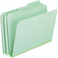 Pendaflex - 9-1/2 x 11-5/8", Letter Size, Green, File Folders with Top Tab - 25 Point Stock, Assorted Tab Cut Location - Makers Industrial Supply