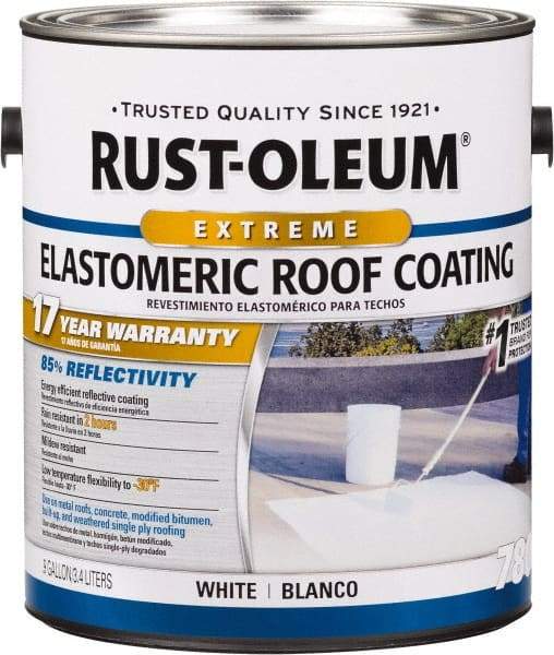 Rust-Oleum - 1 Gal Can White Elastomeric Roof Coating - 65 Sq Ft/Gal Coverage, Mildew Resistant, Long Term Durability & Weather Resistance - Makers Industrial Supply