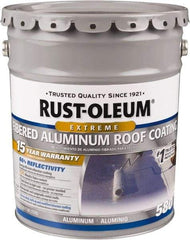 Rust-Oleum - 5 Gal Pail Aluminum Fibered Aluminum Roof Coating - 50 Sq Ft/Gal Coverage, 397 g/L VOC Content, Mildew Resistant, Long Term Durability & Weather Resistance - Makers Industrial Supply