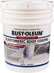 Rust-Oleum - 5 Gal Pail White Elastomeric Roof Coating - 65 Sq Ft/Gal Coverage, Mildew Resistant, Long Term Durability & Weather Resistance - Makers Industrial Supply