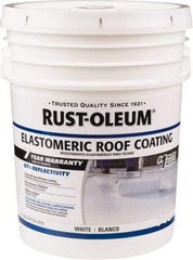 Rust-Oleum - 5 Gal Pail White Elastomeric Roof Coating - 65 Sq Ft/Gal Coverage, Mildew Resistant, Long Term Durability & Weather Resistance - Makers Industrial Supply