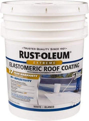 Rust-Oleum - 5 Gal Pail White Elastomeric Roof Coating - 65 Sq Ft/Gal Coverage, Mildew Resistant, Long Term Durability & Weather Resistance - Makers Industrial Supply