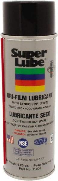 Synco Chemical - 5.25 oz Aerosol Can Dry Film Lubricant - White, -40°F to 500°F, Food Grade - Makers Industrial Supply