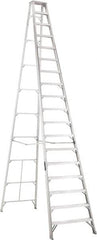 Louisville - 17 Steps, 18' High, Type IA Rating, Aluminum Step Ladder - 300 Lb Capacity, 40-3/4" Base Width - Makers Industrial Supply