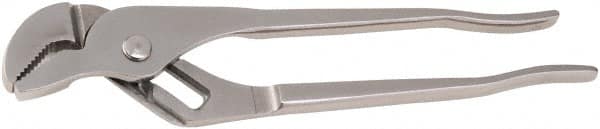 Aven - 9-1/2" OAL, 1-1/4" Max Capacity, 25mm Jaw Length x 1/4" Jaw Width, 4 Position Groove Joint Tongue & Groove Pliers - Serrated Angled Jaws, Angle Head, Stainless Steel Handles - Makers Industrial Supply