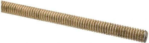 Value Collection - 1/4-20 UNC (Coarse), 3' Long, Alloy Steel Threaded Rod - Yellow Zinc-Plated Finish, Right Hand Thread - Makers Industrial Supply