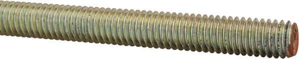 Value Collection - 3/8-16 UNC (Coarse), 6' Long, Alloy Steel Threaded Rod - Yellow Zinc-Plated Finish, Right Hand Thread - Makers Industrial Supply