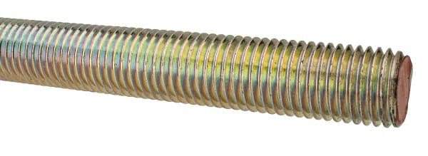 Value Collection - 1-8 UNC (Coarse), 3' Long, Alloy Steel Threaded Rod - Yellow Zinc-Plated Finish, Right Hand Thread - Makers Industrial Supply