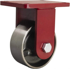 Hamilton - 6" Diam x 2-1/2" Wide x 8-1/2" OAH Top Plate Mount Rigid Caster - Forged Steel, 3,500 Lb Capacity, Tapered Roller Bearing, 5-1/2 x 7-1/2" Plate - Makers Industrial Supply