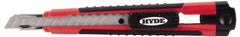 Hyde Tools - Snap Knife - 8-5/8" OAL, 3 Blades, Polystyrene (High Impact) Handle - Makers Industrial Supply