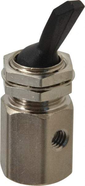 Specialty Mfr - 10-32 Non Exhaust Toggle Valve - 0.1 CV Rate, 150 Max psi, Detented Actuator - Makers Industrial Supply