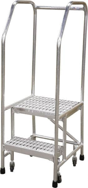 Cotterman - 50" 2 Step Rolling Warehouse Ladder - Rolling Safety Ladder, 350 Lb Capacity, 20" Platform Height, 18" Base Width x 23" Base Depth, Serrated - Makers Industrial Supply