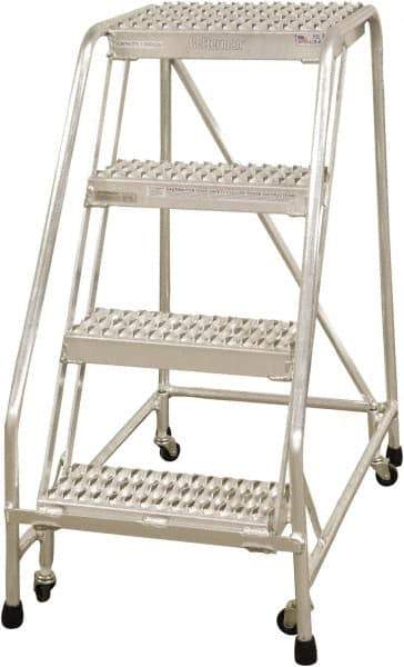 Cotterman - 40" 4 Step Rolling Warehouse Ladder - Rolling Safety Ladder, 350 Lb Capacity, 40" Platform Height, 30" Base Width x 36" Base Depth, Serrated - Makers Industrial Supply