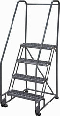 Cotterman - 70" 4 Step Rolling Warehouse Ladder - Tilt & Roll Safety Ladder, 450 Lb Capacity, 40" Platform Height, 28" Base Width x 37" Base Depth, Serrated Steel - Makers Industrial Supply