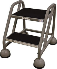 Cotterman - 33" 3 Step Rolling Warehouse Ladder - Rolling Steel Office Ladder, 450 Lb Capacity, 27" Platform Height, 25" Base Width x 34" Base Depth, Rubber Matted - Makers Industrial Supply