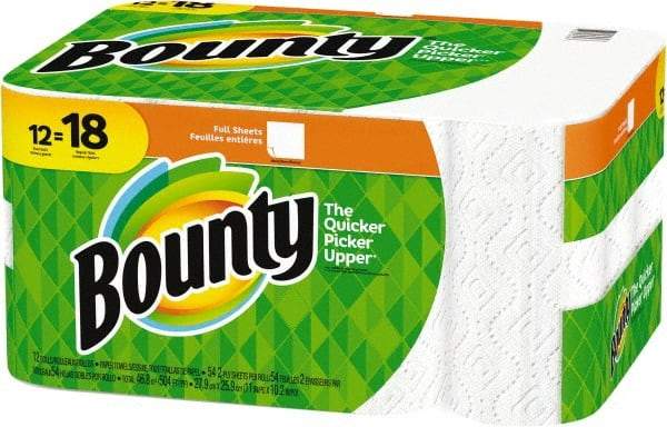 Bounty - Perforated Roll of 2 Ply White Paper Towels - 11" Wide - Makers Industrial Supply