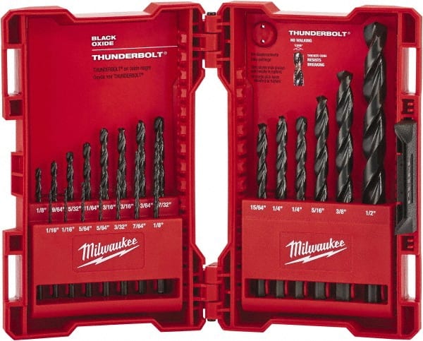 Milwaukee Tool - 1/16 to 9/64", 135° Point, Oxide Finish, High Speed Steel Maintenance Length Drill Bit Set - Makers Industrial Supply